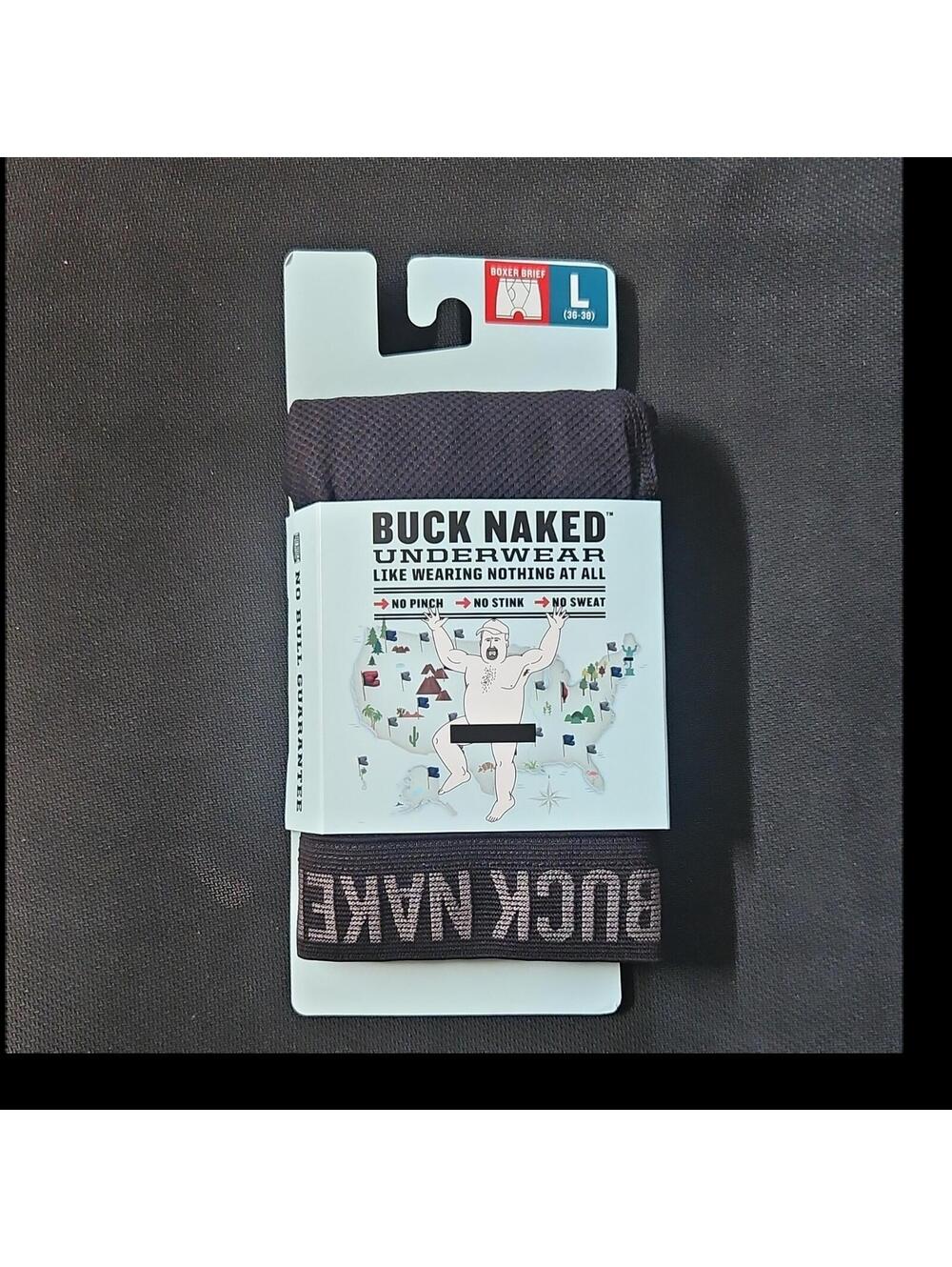 Duluth Trading Buck Naked Men's Boxer Brief Underwear Black L 36-38 Moisture